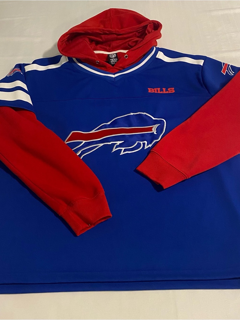 NFL Bills Blue and Red Crewneck Hooded Sweater